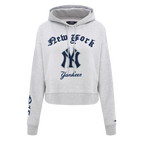MLB NEW YORK YANKEES OLD ENGLISH CHANDAIL À CAPUCHON COURT POUR FEMME (GRIS CHINÉ)