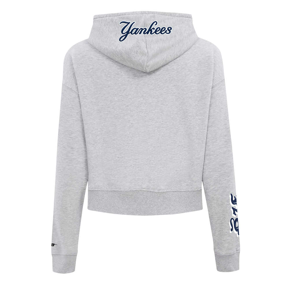 MLB NEW YORK YANKEES OLD ENGLISH CHANDAIL À CAPUCHON COURT POUR FEMME (GRIS CHINÉ)