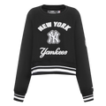 MLB NEW YORK YANKEES PEARLS WOMEN'S RIB FLEECE CREWNECK (BLACK)