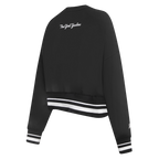 MLB NEW YORK YANKEES PEARLS WOMEN'S RIB FLEECE CREWNECK (BLACK)