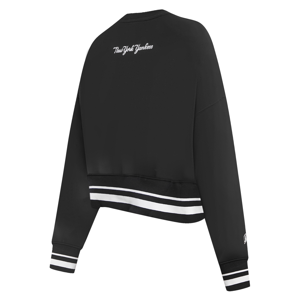 MLB NEW YORK YANKEES PEARLS WOMEN'S RIB FLEECE CREWNECK (BLACK)