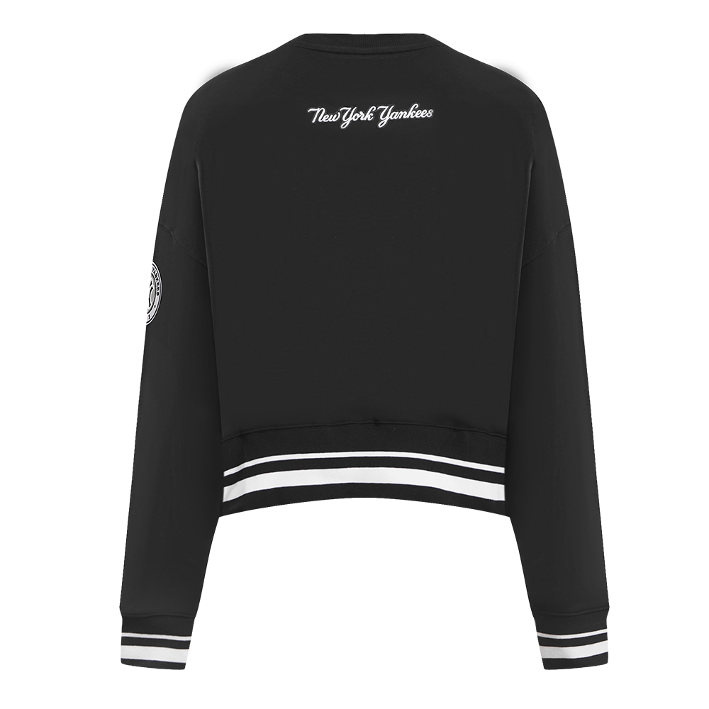 MLB NEW YORK YANKEES PEARLS WOMEN'S RIB FLEECE CREWNECK (BLACK)