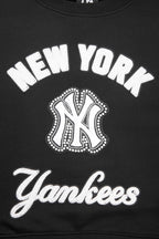 MLB NEW YORK YANKEES PEARLS WOMEN'S RIB FLEECE CREWNECK (BLACK)