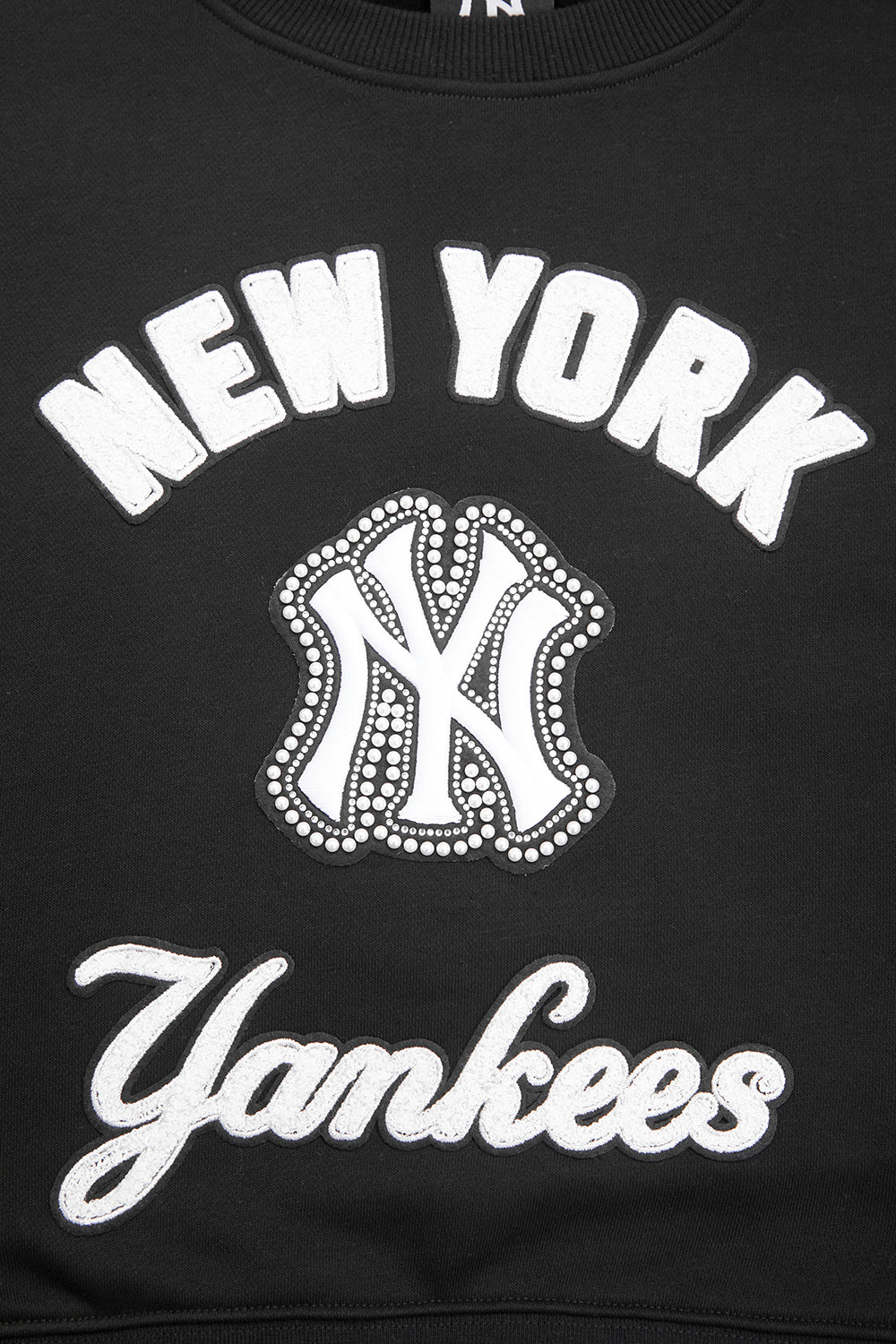 MLB NEW YORK YANKEES PEARLS WOMEN'S RIB FLEECE CREWNECK (BLACK)