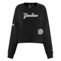 MLB NEW YORK YANKEES REVERSE FRENCH TERRY WOMEN'S FLEECE CREWNECK (BLACK)
