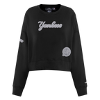 MLB NEW YORK YANKEES REVERSE FRENCH TERRY WOMEN'S FLEECE CREWNECK (BLACK)