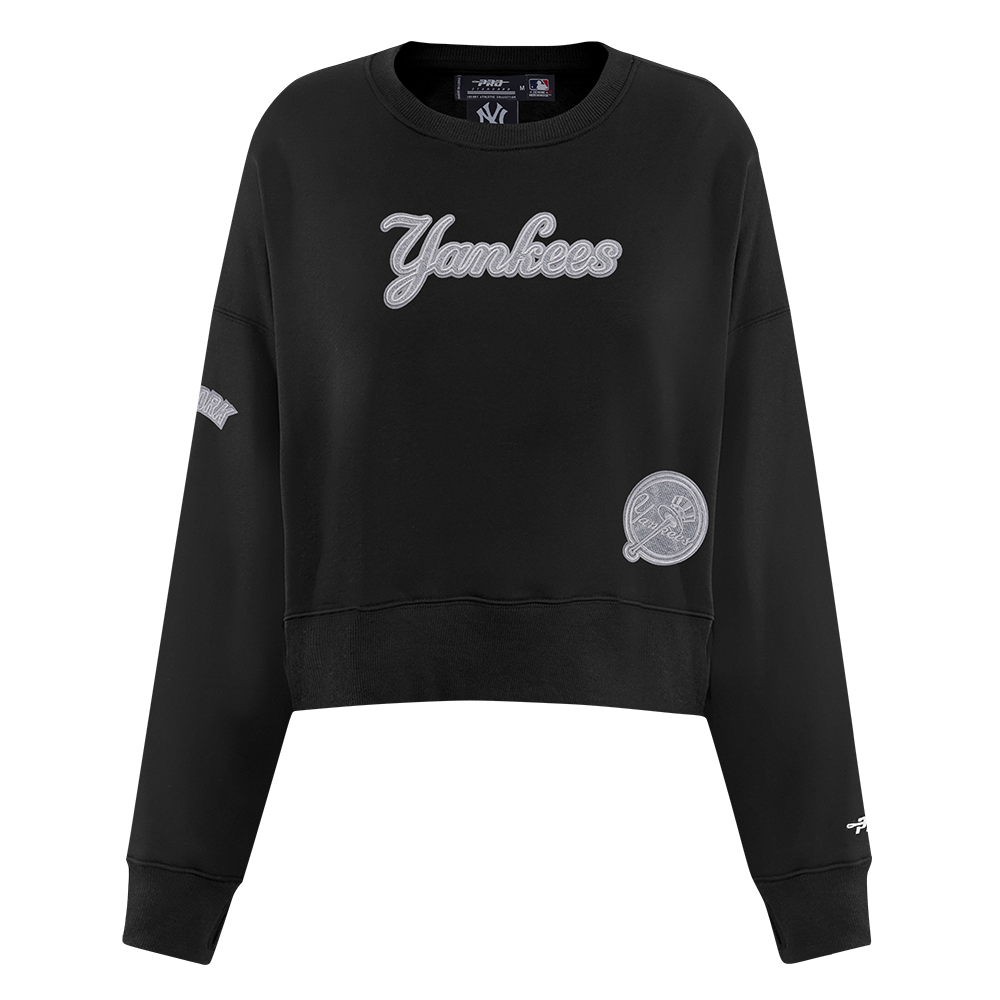 MLB NEW YORK YANKEES REVERSE FRENCH TERRY WOMEN'S FLEECE CREWNECK (BLACK)
