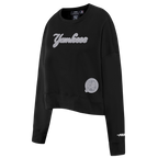 MLB NEW YORK YANKEES REVERSE FRENCH TERRY WOMEN'S FLEECE CREWNECK (BLACK)