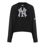 MLB NEW YORK YANKEES REVERSE FRENCH TERRY WOMEN'S FLEECE CREWNECK (BLACK)