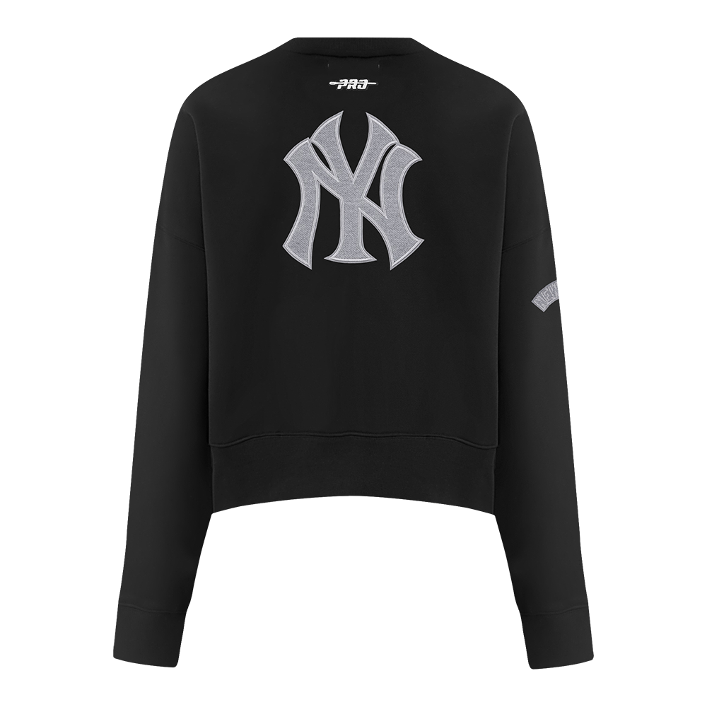 MLB NEW YORK YANKEES REVERSE FRENCH TERRY WOMEN'S FLEECE CREWNECK (BLACK)