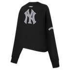 MLB NEW YORK YANKEES REVERSE FRENCH TERRY WOMEN'S FLEECE CREWNECK (BLACK)