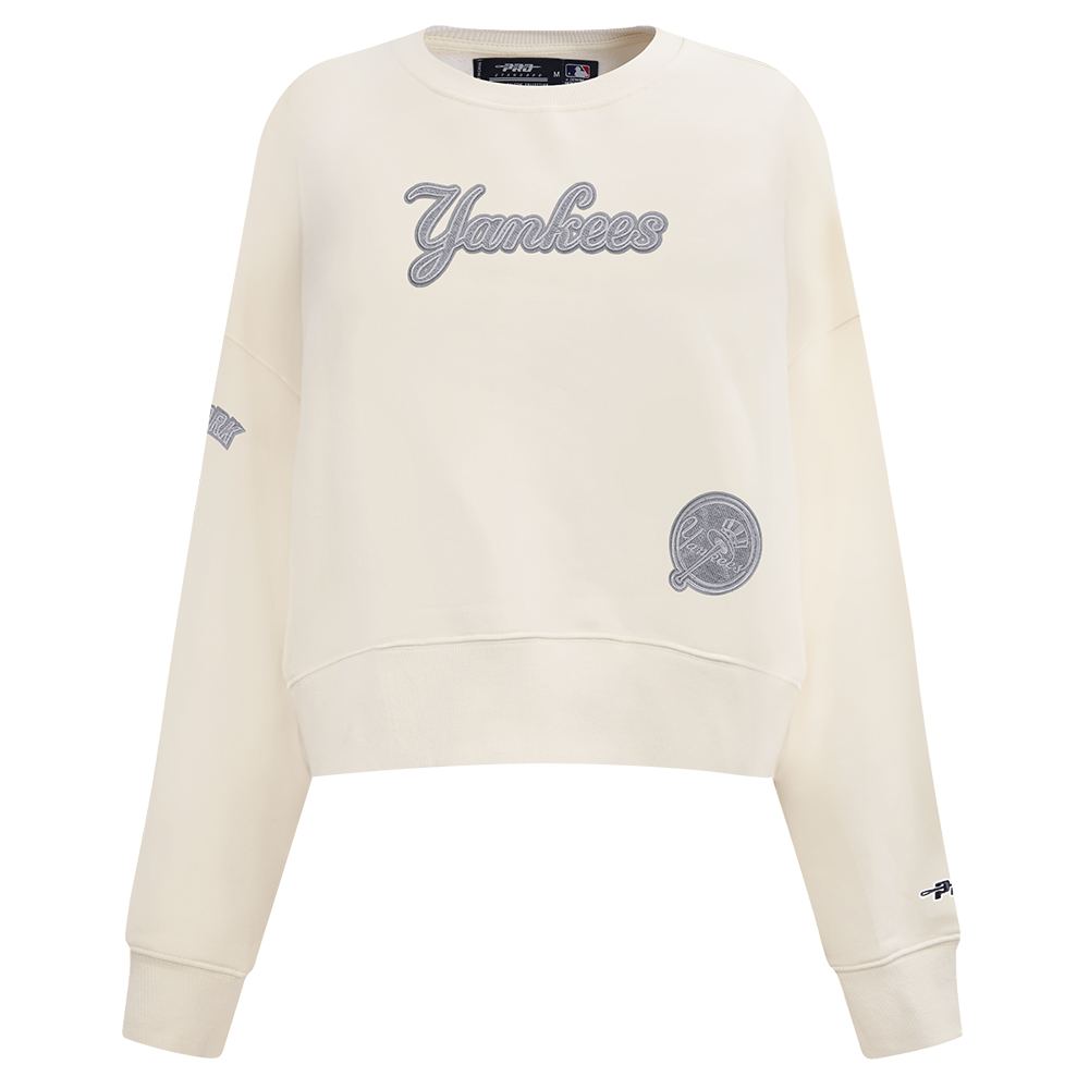 MLB NEW YORK YANKEES REVERSE FRENCH TERRY WOMEN'S FLEECE CREWNECK (EGGSHELL)