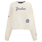MLB NEW YORK YANKEES REVERSE FRENCH TERRY WOMEN'S FLEECE CREWNECK (EGGSHELL)