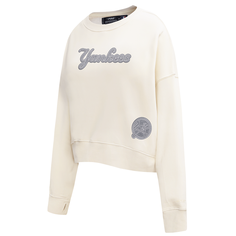 MLB NEW YORK YANKEES REVERSE FRENCH TERRY WOMEN'S FLEECE CREWNECK (EGGSHELL)