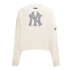MLB NEW YORK YANKEES REVERSE FRENCH TERRY WOMEN'S FLEECE CREWNECK (EGGSHELL)