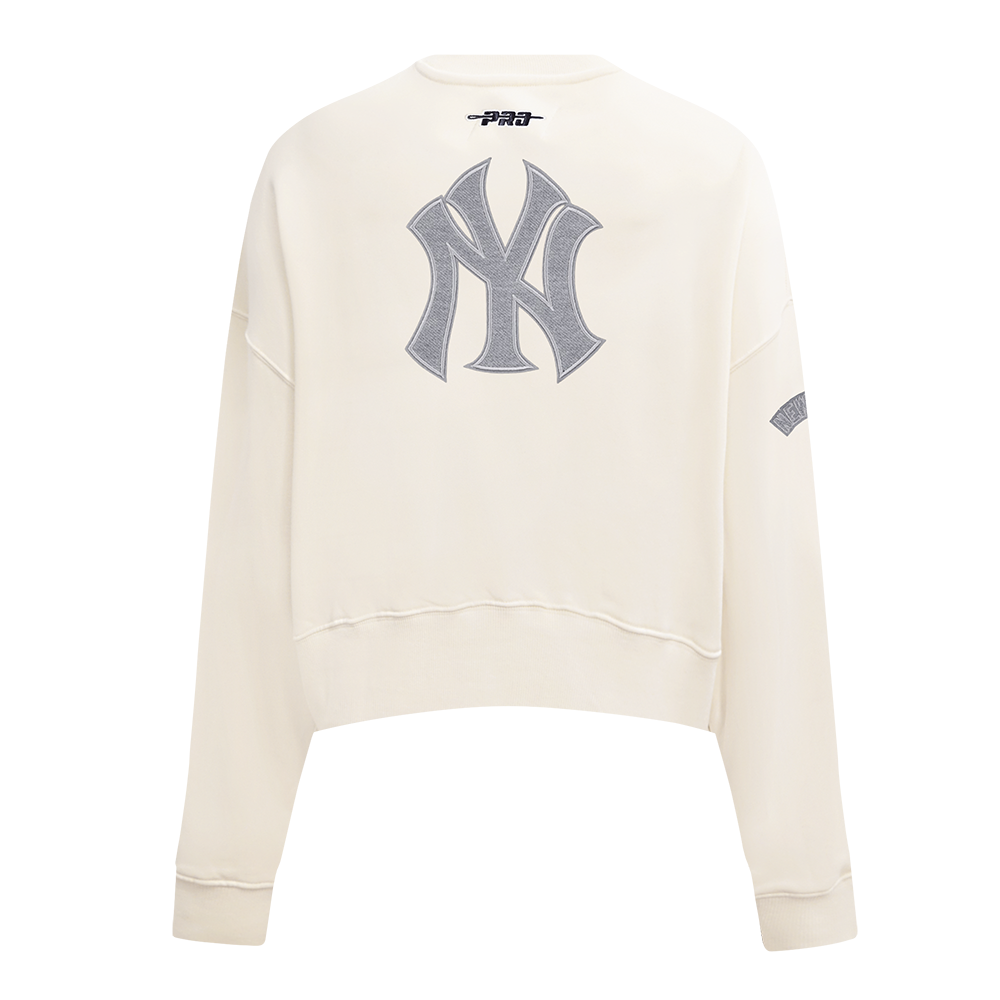 MLB NEW YORK YANKEES REVERSE FRENCH TERRY WOMEN'S FLEECE CREWNECK (EGGSHELL)