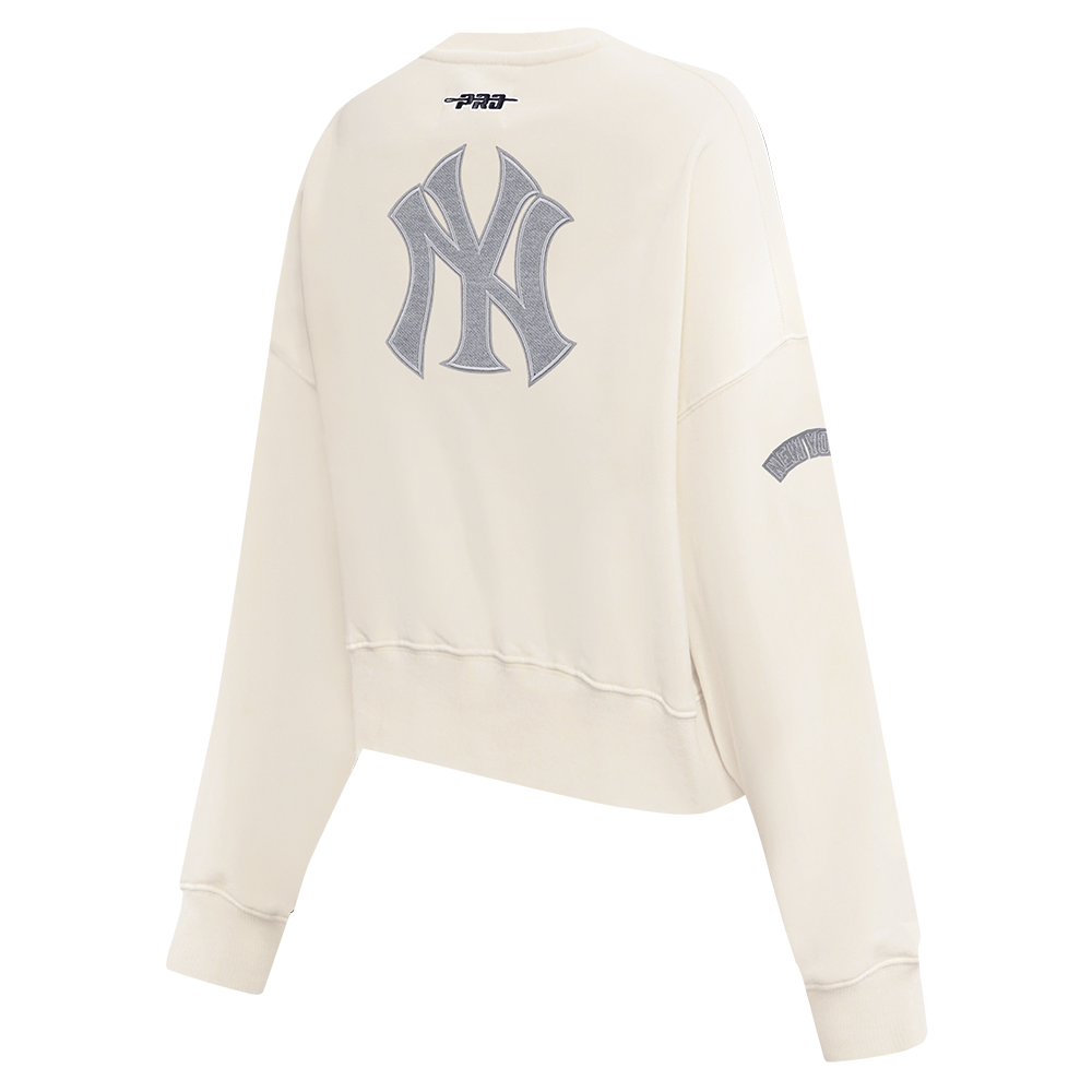 MLB NEW YORK YANKEES REVERSE FRENCH TERRY WOMEN'S FLEECE CREWNECK (EGGSHELL)