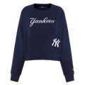MLB NEW YORK YANKEES GAME DAY CLASSICS CHANDAIL À COL ROND EN MAILLE DOUBLE POUR FEMME (MARINE MINUIT)