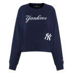 MLB NEW YORK YANKEES GAME DAY CLASSICS CHANDAIL À COL ROND EN MAILLE DOUBLE POUR FEMME (MARINE MINUIT)