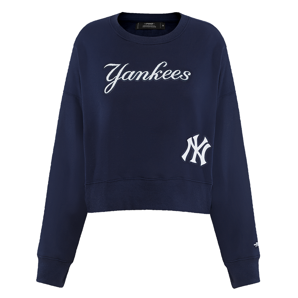 MLB NEW YORK YANKEES GAME DAY CLASSICS CHANDAIL À COL ROND EN MAILLE DOUBLE POUR FEMME (MARINE MINUIT)