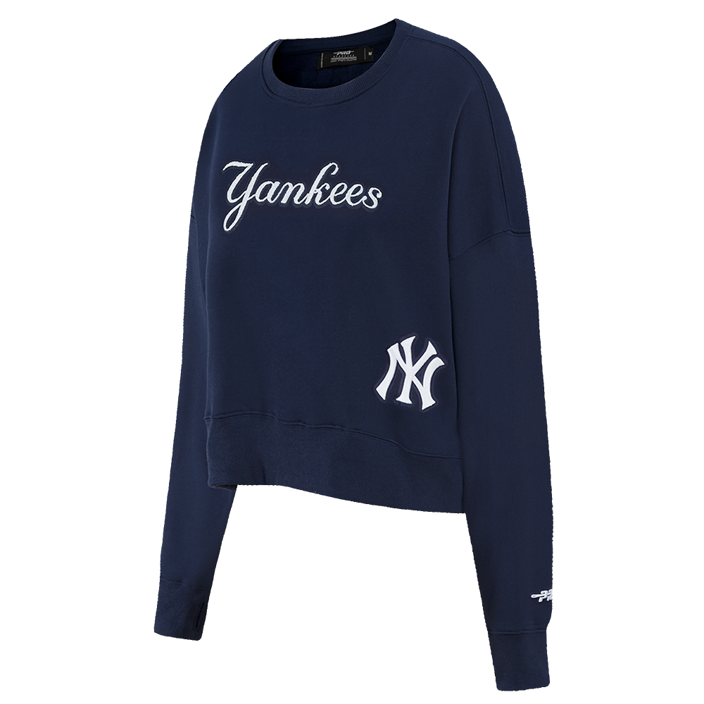 MLB NEW YORK YANKEES GAME DAY CLASSICS CHANDAIL À COL ROND EN MAILLE DOUBLE POUR FEMME (MARINE MINUIT)