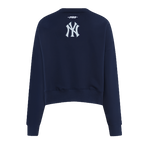MLB NEW YORK YANKEES GAME DAY CLASSICS CHANDAIL À COL ROND EN MAILLE DOUBLE POUR FEMME (MARINE MINUIT)