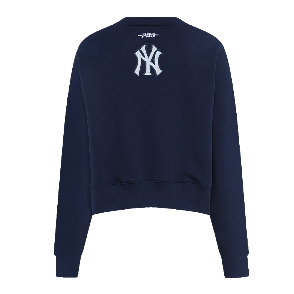 MLB NEW YORK YANKEES GAME DAY CLASSICS CHANDAIL À COL ROND EN MAILLE DOUBLE POUR FEMME (MARINE MINUIT)