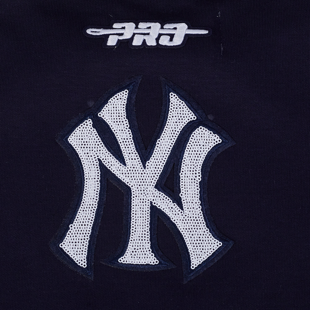 MLB NEW YORK YANKEES GAME DAY CLASSICS CHANDAIL À COL ROND EN MAILLE DOUBLE POUR FEMME (MARINE MINUIT)