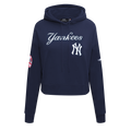 MLB NEW YORK YANKEES GAME DAY CLASSICS CHANDAIL À CAPUCHON COURT EN MAILLE DOUBLE POUR FEMME (MARINE MINUIT)