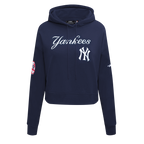 MLB NEW YORK YANKEES GAME DAY CLASSICS CHANDAIL À CAPUCHON COURT EN MAILLE DOUBLE POUR FEMME (MARINE MINUIT)
