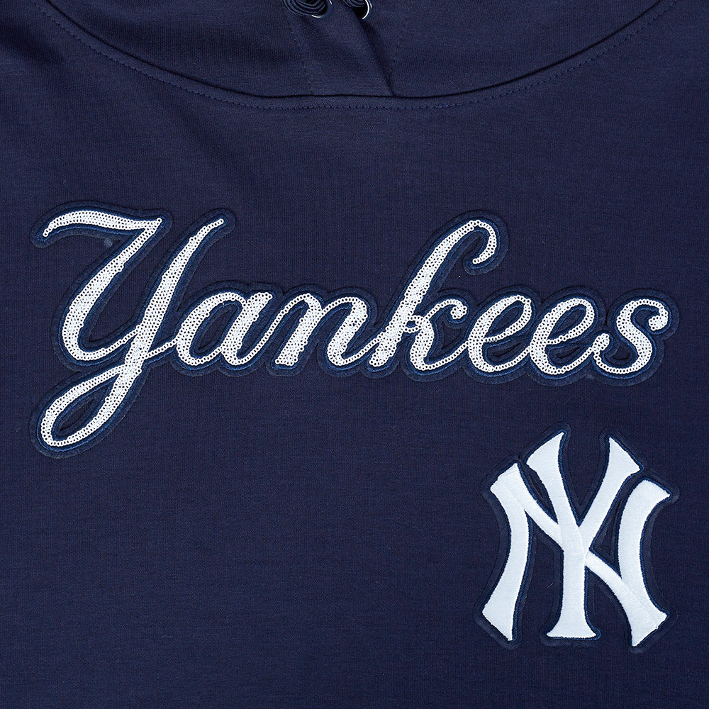 MLB NEW YORK YANKEES GAME DAY CLASSICS CHANDAIL À CAPUCHON COURT EN MAILLE DOUBLE POUR FEMME (MARINE MINUIT)