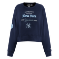 MLB NEW YORK YANKEES COUNTRY CLUB CHANDAIL À COL ROND EN MAILLE DOUBLE POUR FEMME (MARINE MINUIT)