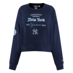 MLB NEW YORK YANKEES COUNTRY CLUB CHANDAIL À COL ROND EN MAILLE DOUBLE POUR FEMME (MARINE MINUIT)