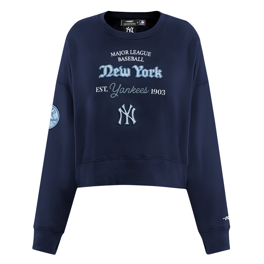 MLB NEW YORK YANKEES COUNTRY CLUB CHANDAIL À COL ROND EN MAILLE DOUBLE POUR FEMME (MARINE MINUIT)