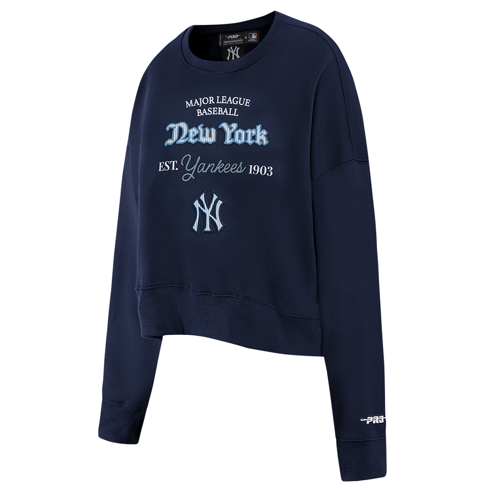 MLB NEW YORK YANKEES COUNTRY CLUB CHANDAIL À COL ROND EN MAILLE DOUBLE POUR FEMME (MARINE MINUIT)