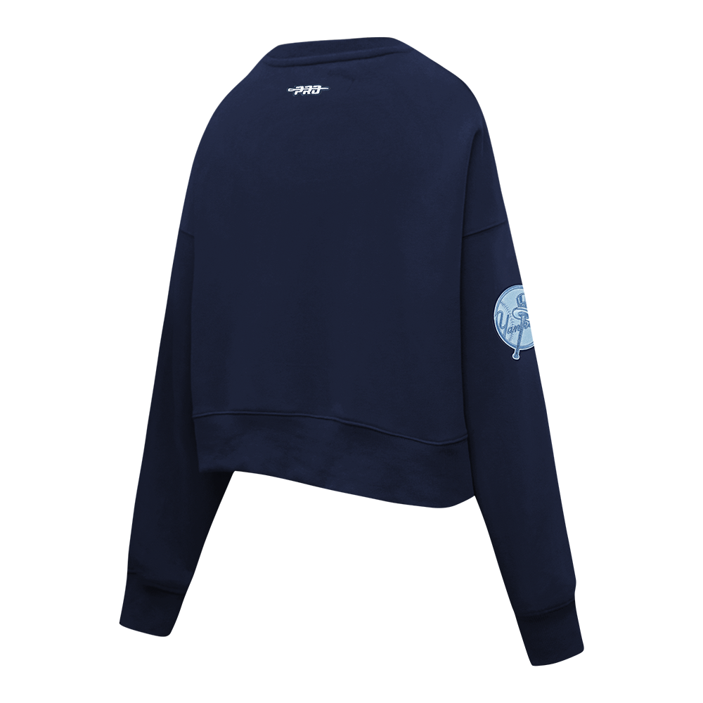 MLB NEW YORK YANKEES COUNTRY CLUB CHANDAIL À COL ROND EN MAILLE DOUBLE POUR FEMME (MARINE MINUIT)