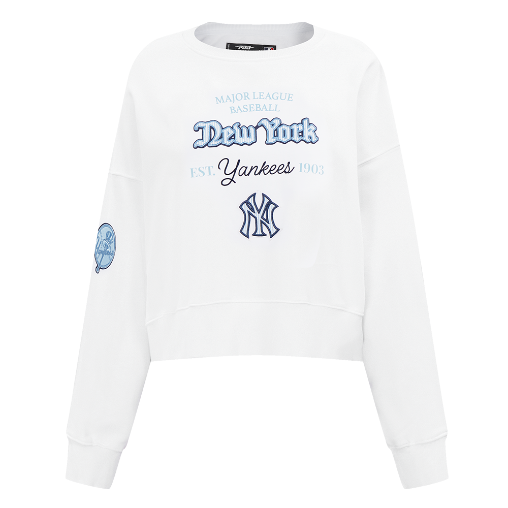 MLB NEW YORK YANKEES COUNTRY CLUB CHANDAIL À COL ROND EN MAILLE DOUBLE POUR FEMME (BLANC)