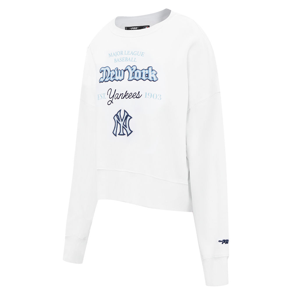 MLB NEW YORK YANKEES COUNTRY CLUB CHANDAIL À COL ROND EN MAILLE DOUBLE POUR FEMME (BLANC)