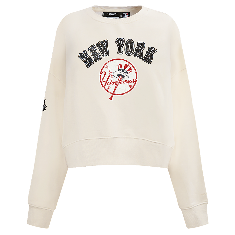 MLB NEW YORK YANKEES REBEL ATHLETICS CHANDAIL À COL ROND EN MOLLETON POUR FEMME (COQUILLE D'ŒUF)