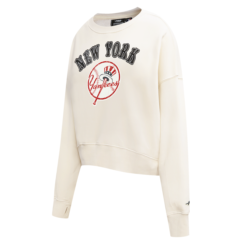 MLB NEW YORK YANKEES REBEL ATHLETICS CHANDAIL À COL ROND EN MOLLETON POUR FEMME (COQUILLE D'ŒUF)