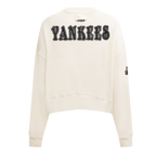 MLB NEW YORK YANKEES REBEL ATHLETICS CHANDAIL À COL ROND EN MOLLETON POUR FEMME (COQUILLE D'ŒUF)