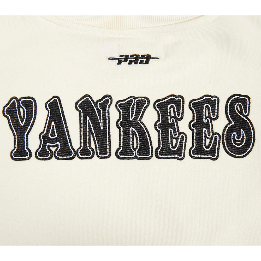 MLB NEW YORK YANKEES REBEL ATHLETICS CHANDAIL À COL ROND EN MOLLETON POUR FEMME (COQUILLE D'ŒUF)