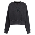 MLB NEW YORK YANKEES WASHED CRYSTALLINE WOMEN'S CREWNECK SWEATSHIRT (WASHED BLACK)