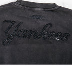 MLB NEW YORK YANKEES WASHED CRYSTALLINE WOMEN'S CREWNECK SWEATSHIRT (WASHED BLACK)