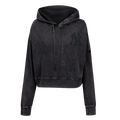 MLB NEW YORK YANKEES WASHED CRYSTALLINE WOMEN'S ENZYME WASH FT CROPPED (WASHED BLACK)