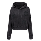 MLB NEW YORK YANKEES WASHED CRYSTALLINE WOMEN'S ENZYME WASH FT CROPPED (WASHED BLACK)