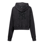 MLB NEW YORK YANKEES WASHED CRYSTALLINE WOMEN'S ENZYME WASH FT CROPPED (WASHED BLACK)