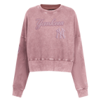 MLB NEW YORK YANKEES WASHED CLASSIC CHANDAIL À COL ROND EN MOLLETON FRANÇAIS DÉLAVÉ À L'ENZYME POUR FEMME (MAUVE DÉLAVÉ)