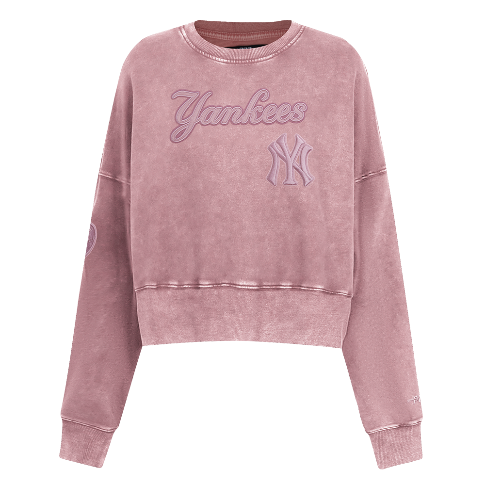 MLB NEW YORK YANKEES WASHED CLASSIC CHANDAIL À COL ROND EN MOLLETON FRANÇAIS DÉLAVÉ À L'ENZYME POUR FEMME (MAUVE DÉLAVÉ)