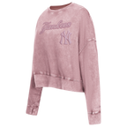 MLB NEW YORK YANKEES WASHED CLASSIC CHANDAIL À COL ROND EN MOLLETON FRANÇAIS DÉLAVÉ À L'ENZYME POUR FEMME (MAUVE DÉLAVÉ)
